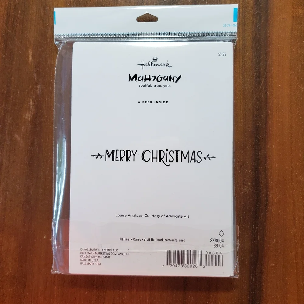 Holiday 6 Pack Greeting Cards Mahogany Christmas Joy Laughter Love Hallmark